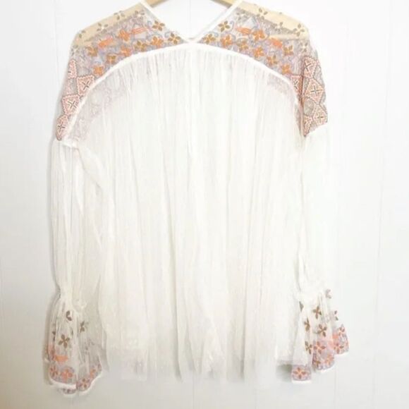Free People White Embroidered Lace Joyride Blouse Top S - Picture 5 of 10